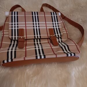 Stylish Tan and Black Plaid Women's Bag